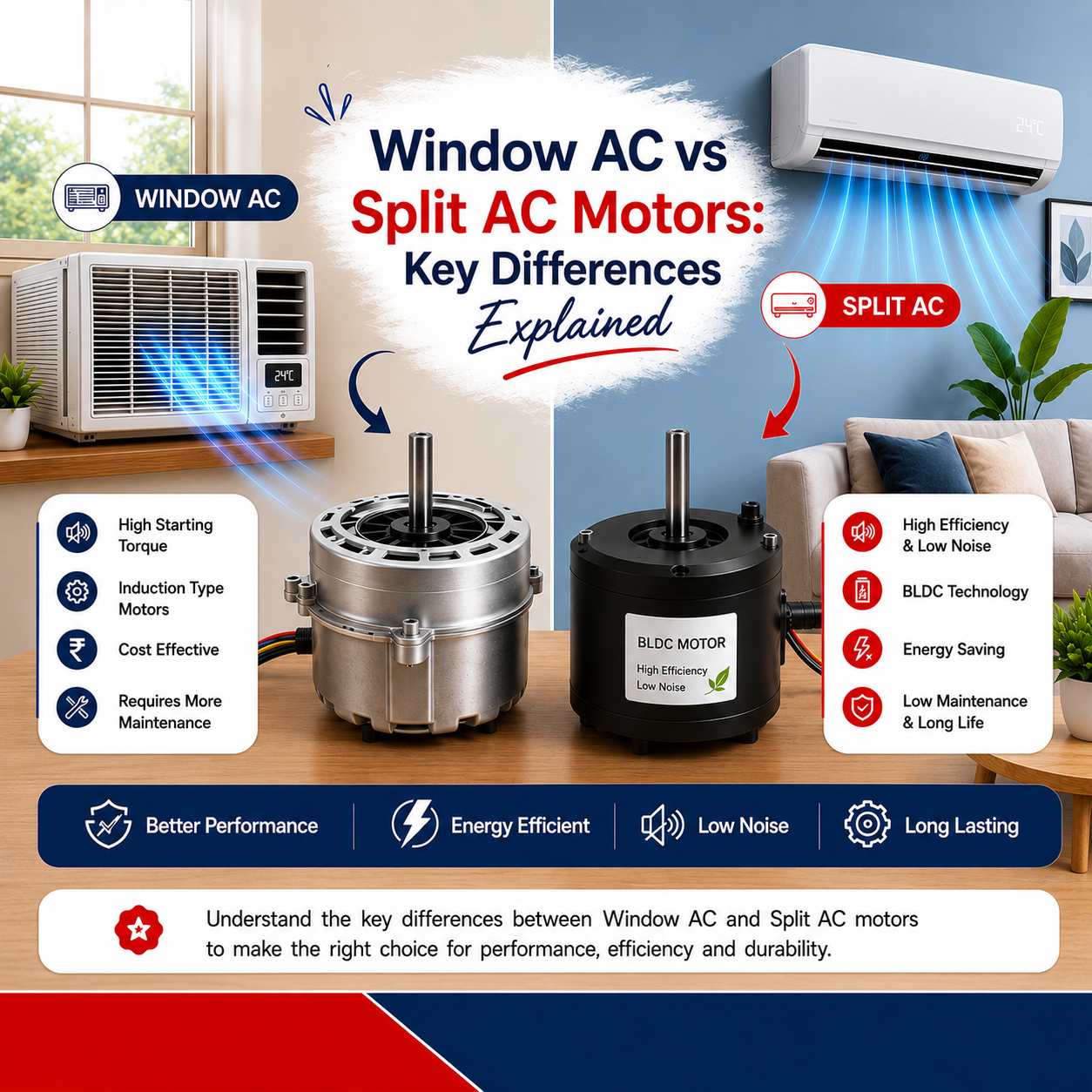 Window AC vs Split AC Motors: Key Differences Explained